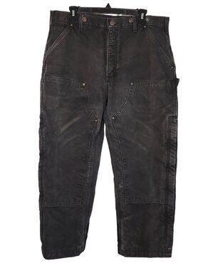 Vintage Carhartt B194 BLK Quilt-Lined Double Knee Sandstone Work Pants 38x28